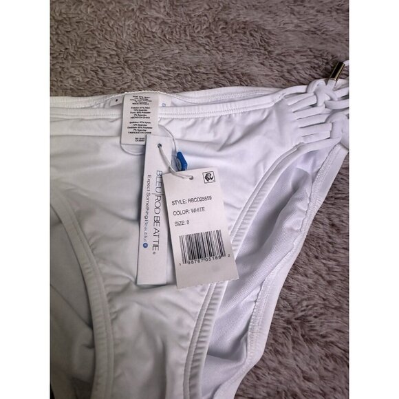 Bleu Rod BeattieLa Cote D'Azur Solid Side Macrame Hipster Swim Bottom White 8 - Picture 3 of 11